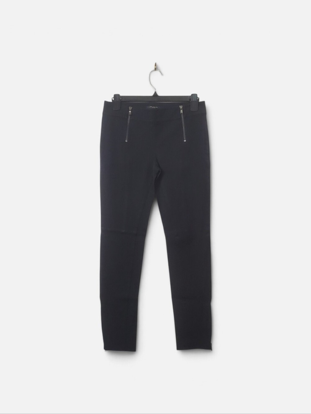 Ann Taylor Black Skinny Pants Moto Zip Pocket Slim Fit Zipper Detail Size 0
